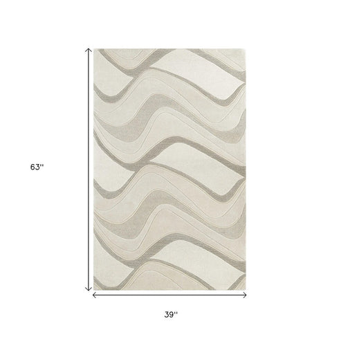 8' X 10' Ivory And Gray Wool Abstract Hand Tufted Area Rug